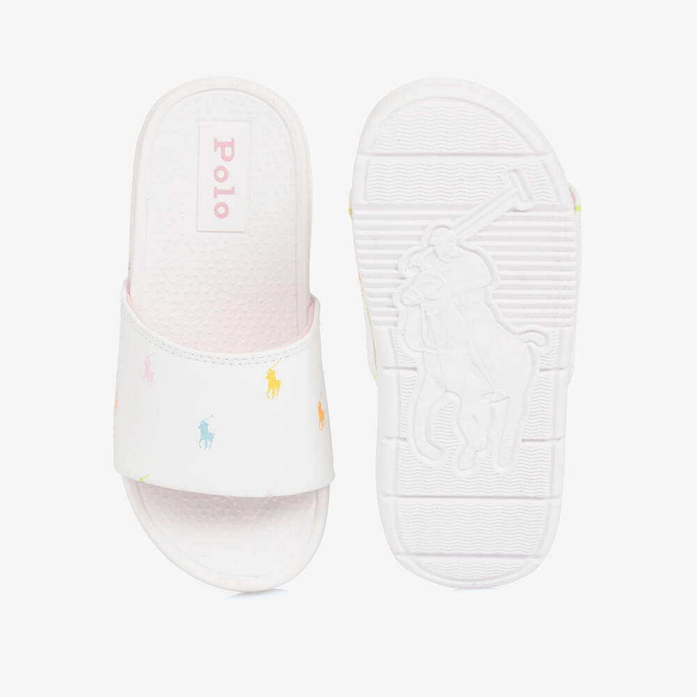 Ralph Lauren-Girls Pink Pony Print Sliders | Childrensalon Outlet
