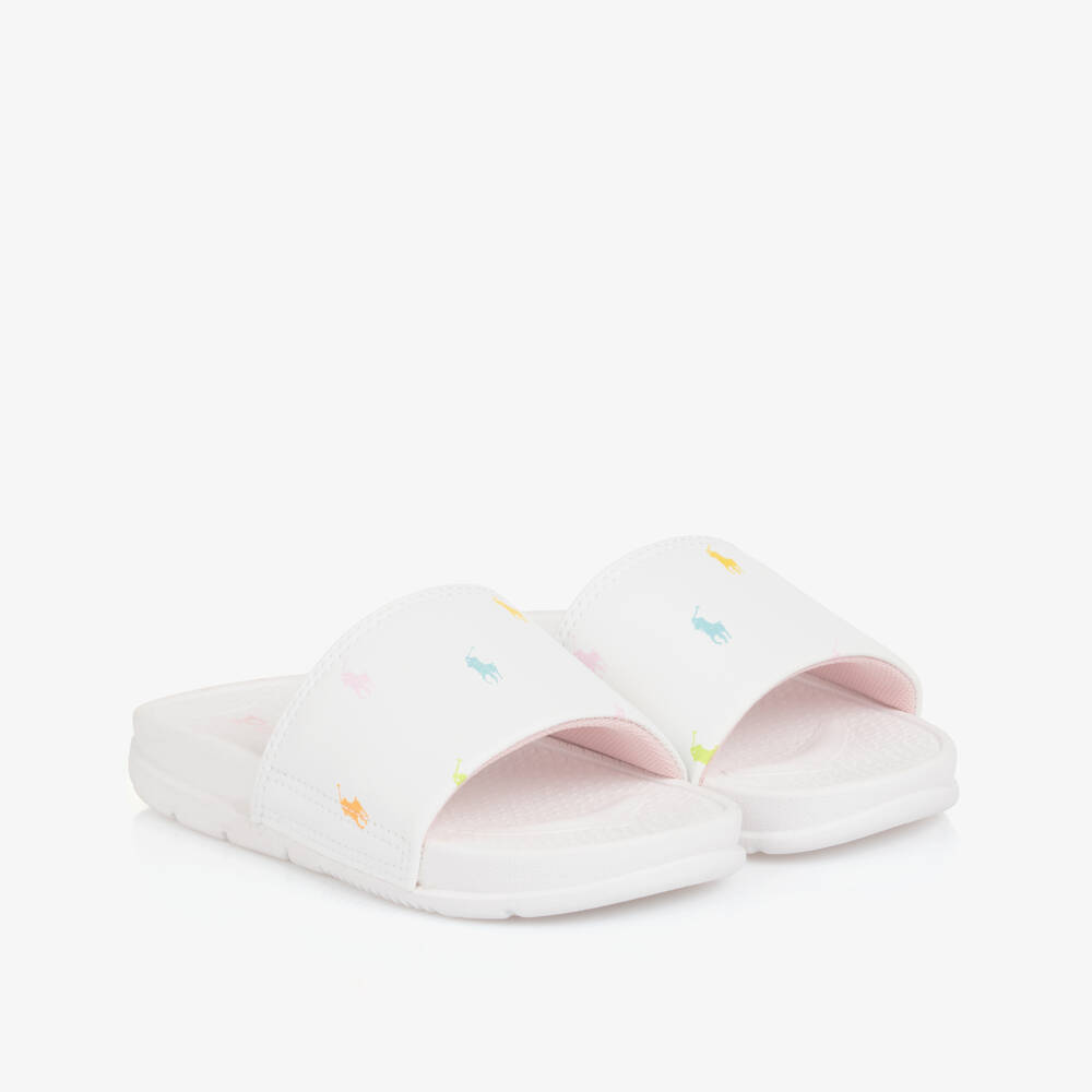 Ralph Lauren-Girls Pink Pony Print Sliders | Childrensalon Outlet