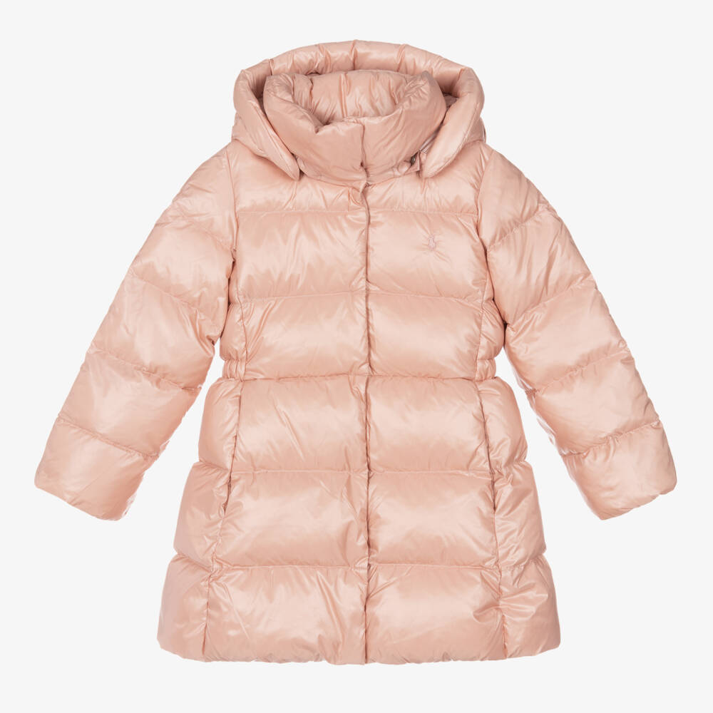 Ralph Lauren-Girls Pink Quilted Hooded Coat | Childrensalon Outlet