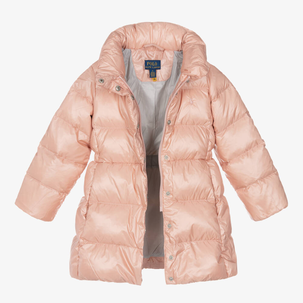 Ralph Lauren-معطف بهودي مبطن لون زهري للبنات | Childrensalon Outlet