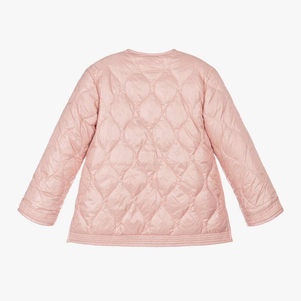 Ralph Lauren-Girls Pink Quilted Reversible Fleece Jacket | Childrensalon Outlet