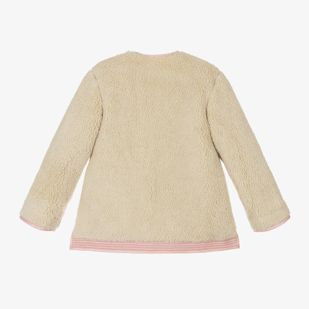 Ralph Lauren-Girls Pink Quilted Reversible Fleece Jacket | Childrensalon Outlet