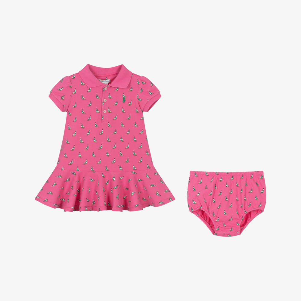Ralph Lauren-Girls' Pink Sailboat Polo Dress | Childrensalon Outlet