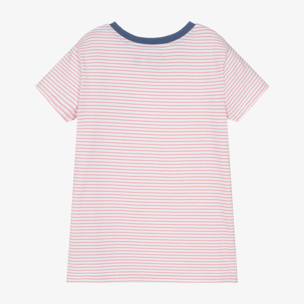Ralph Lauren-تيشيرت قطن مخطط وردي للبنات | Childrensalon Outlet