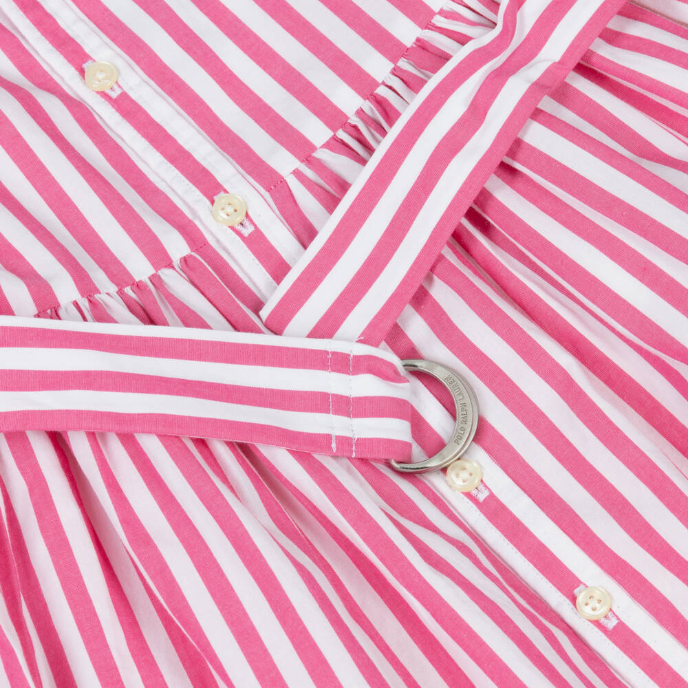 Ralph Lauren-Girls Pink Striped Cotton Shirt Dress | Childrensalon Outlet