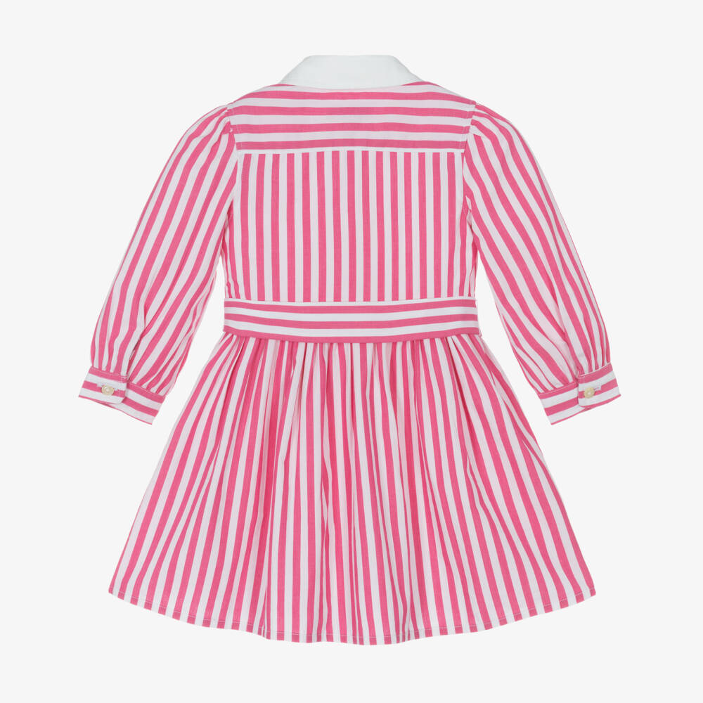Ralph Lauren-Girls Pink Striped Cotton Shirt Dress | Childrensalon Outlet