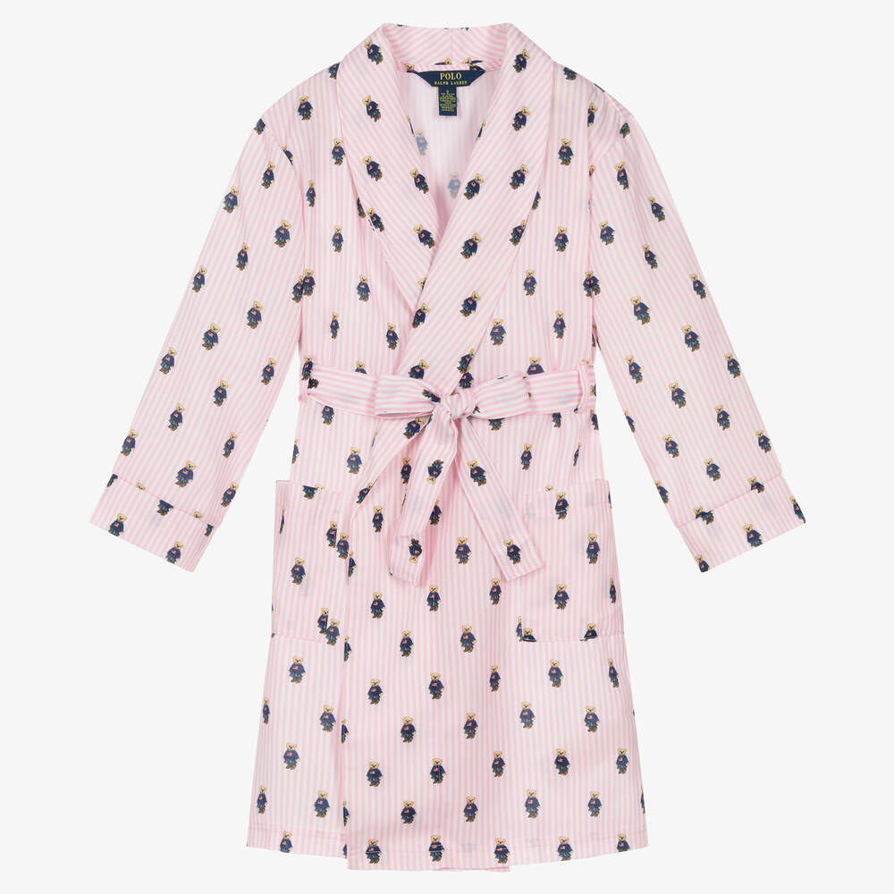 Polo Ralph Lauren - Халат в розовую полоску с медвежатами | Childrensalon