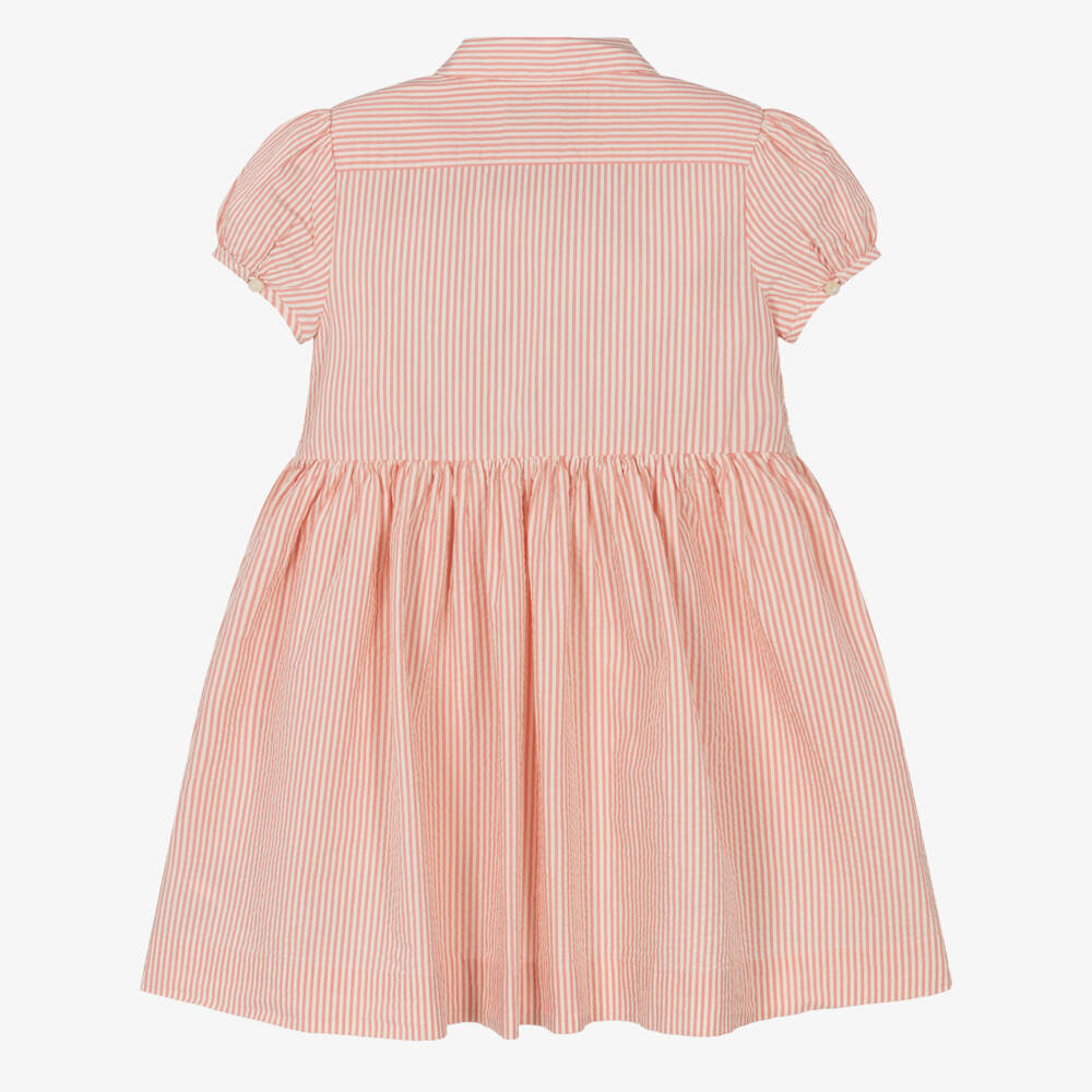 Ralph Lauren-Girls Pink Striped Seersucker Dress | Childrensalon Outlet