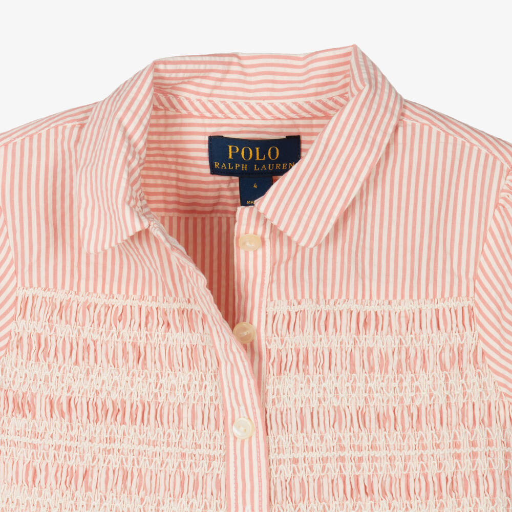 Ralph Lauren-Girls Pink Striped Seersucker Dress | Childrensalon Outlet