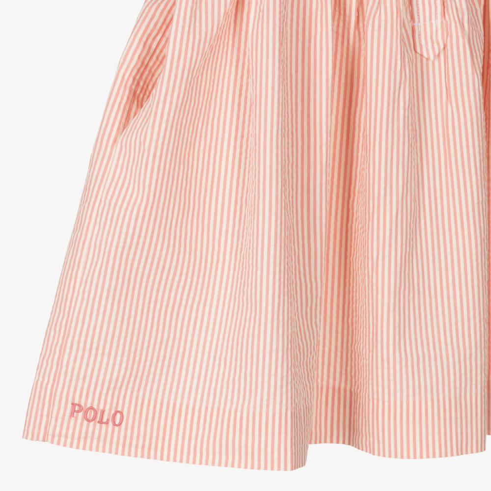 Ralph Lauren-Girls Pink Striped Seersucker Dress | Childrensalon Outlet