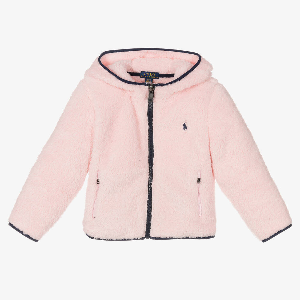 Polo Ralph Lauren - Girls Pink Teddy Fleece Jacket | Childrensalon