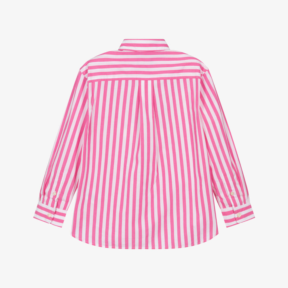 Ralph Lauren-Girls Pink & White Striped Cotton Shirt | Childrensalon Outlet