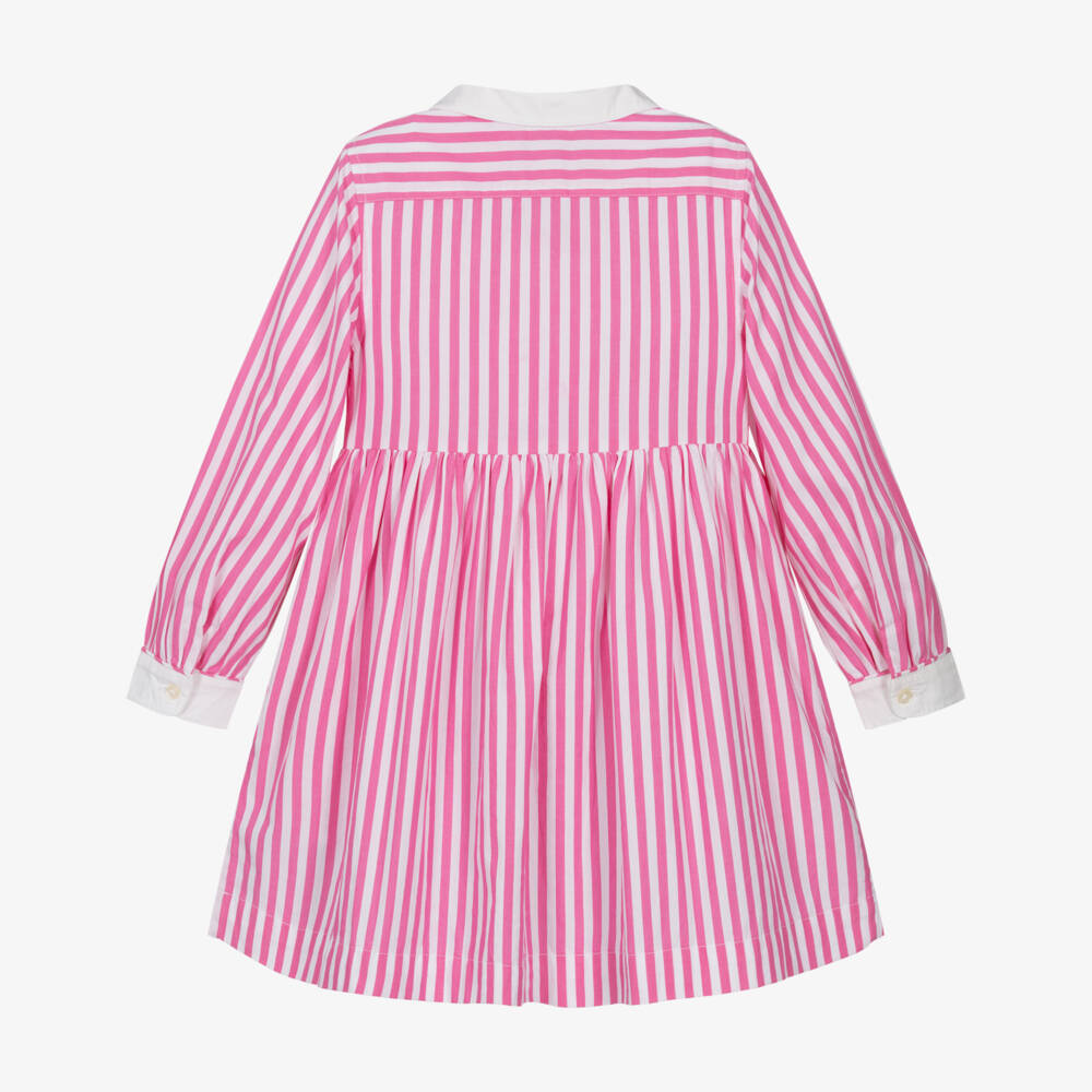 Ralph Lauren-Girls Pink & White Striped Cotton Shirt Dress | Childrensalon Outlet