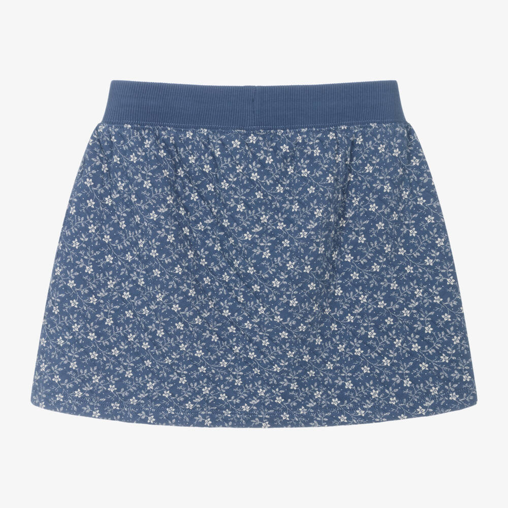 رالف لورين-تنورة بطبعة ورود قطن جيرسي لون أزرق | Childrensalon Outlet