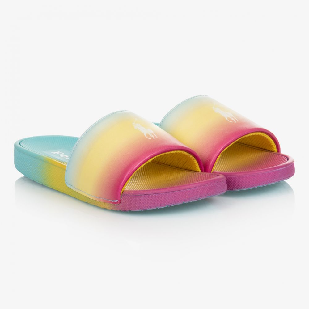 Polo Ralph Lauren - Girls Rainbow Logo Sliders | Childrensalon Outlet