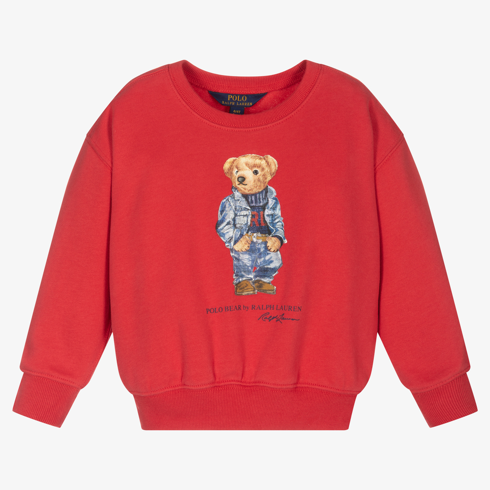 Polo Ralph Lauren - Girls Red Bear Sweatshirt | Childrensalon
