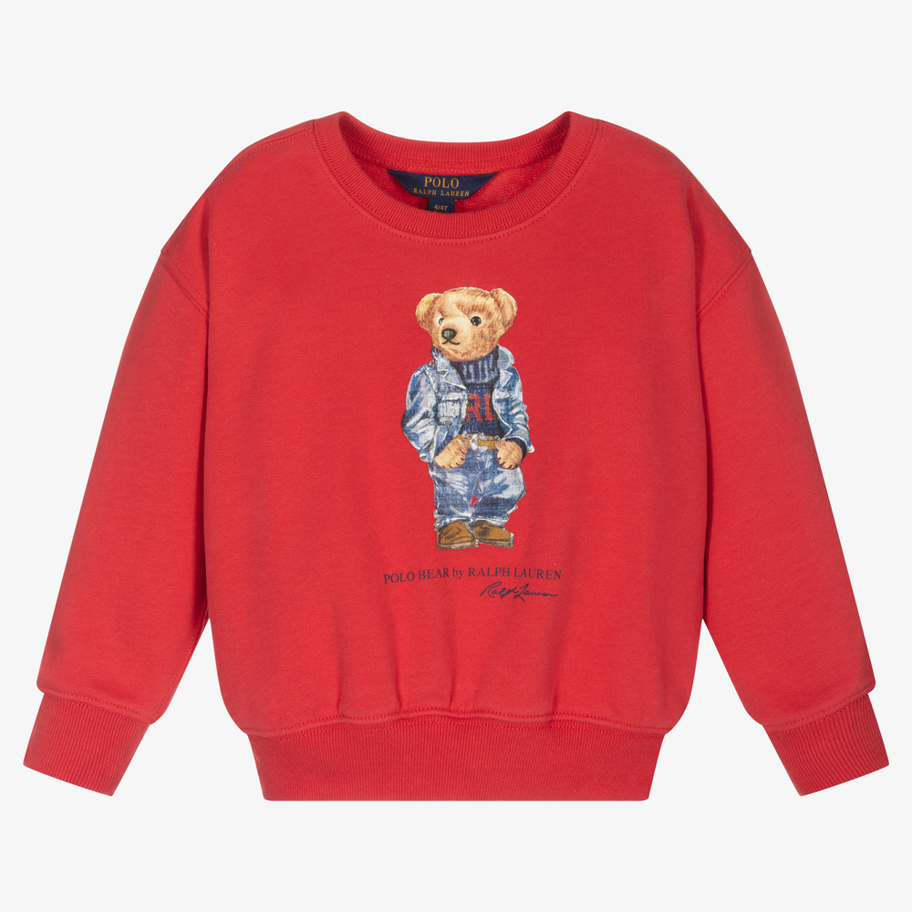 Polo Ralph Lauren - سويتشيرت قطن جيرسي لون أحمر للبنات | Childrensalon