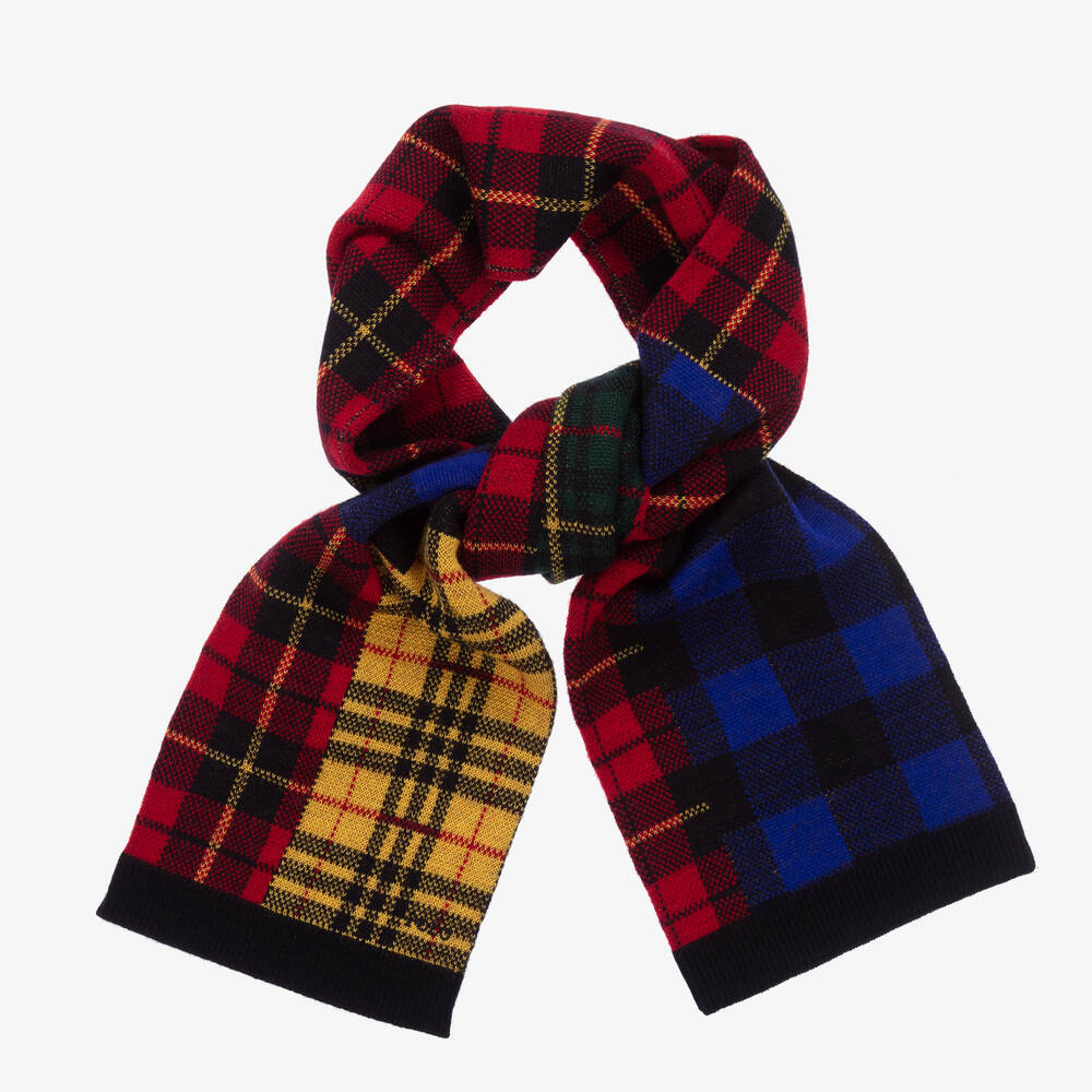 Polo Ralph Lauren - Girls Red & Blue Wool Scarf | Childrensalon