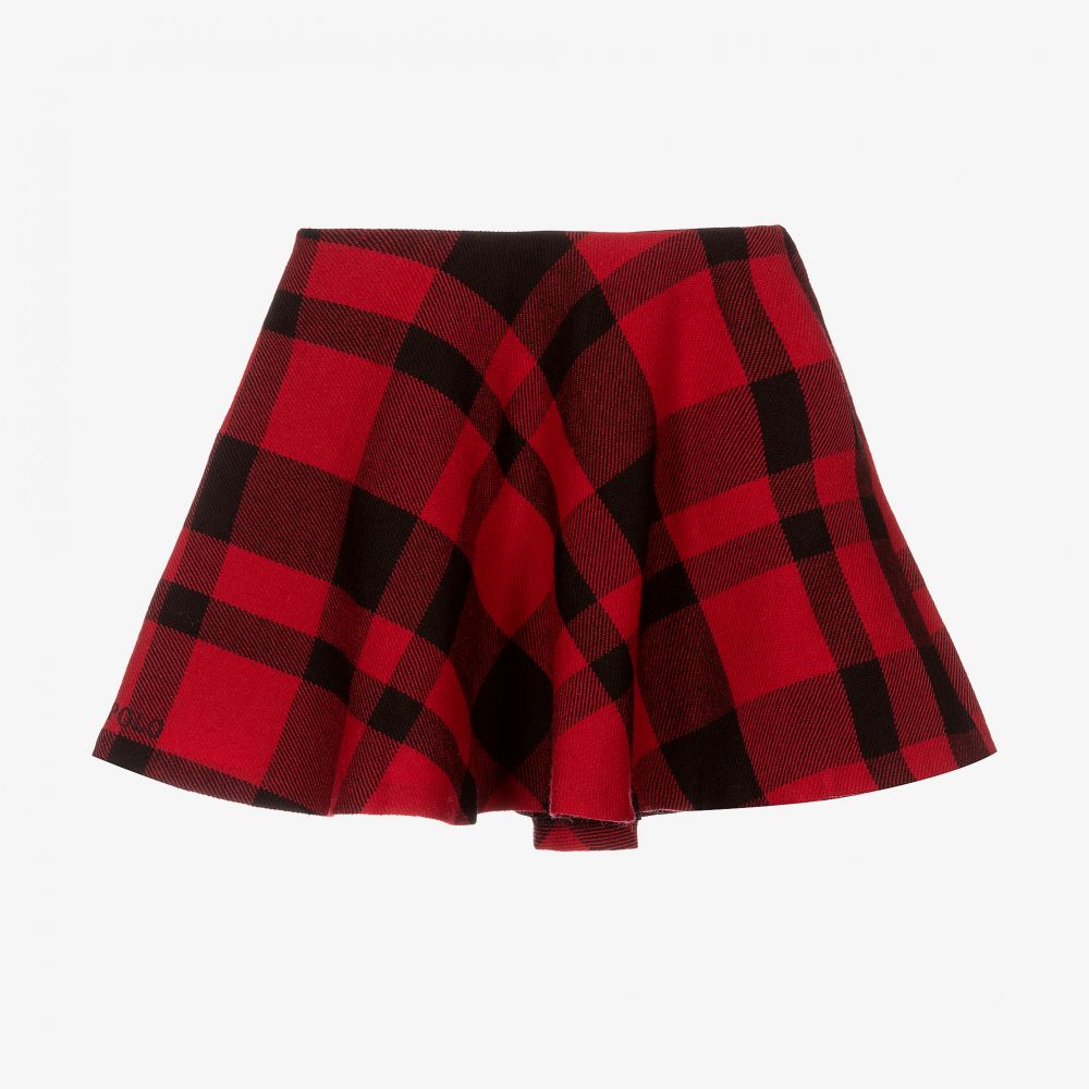 Polo Ralph Lauren - Girls Red Check Wool Skirt | Childrensalon Outlet