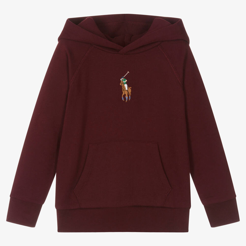 Ralph Lauren - Girls Red Cotton Hoodie | Childrensalon