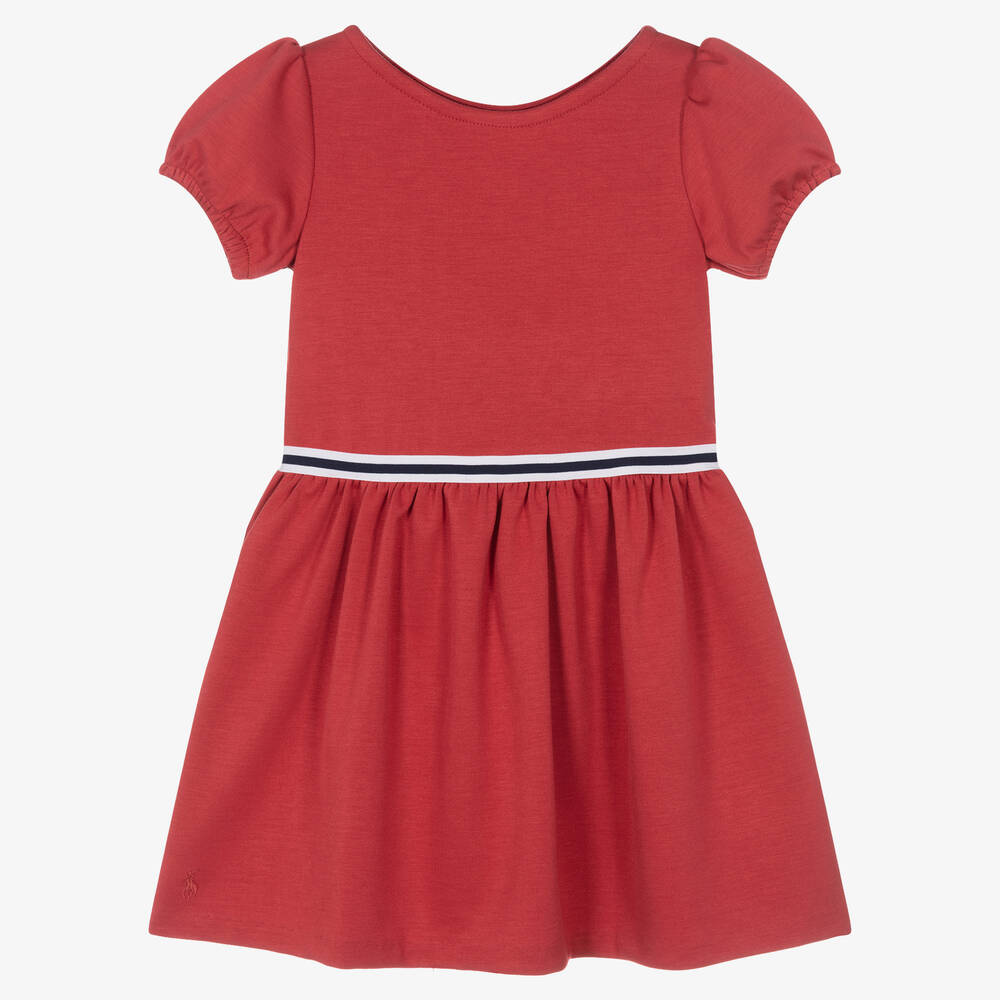 Polo Ralph Lauren - Girls Red Cotton Jersey Dress | Childrensalon