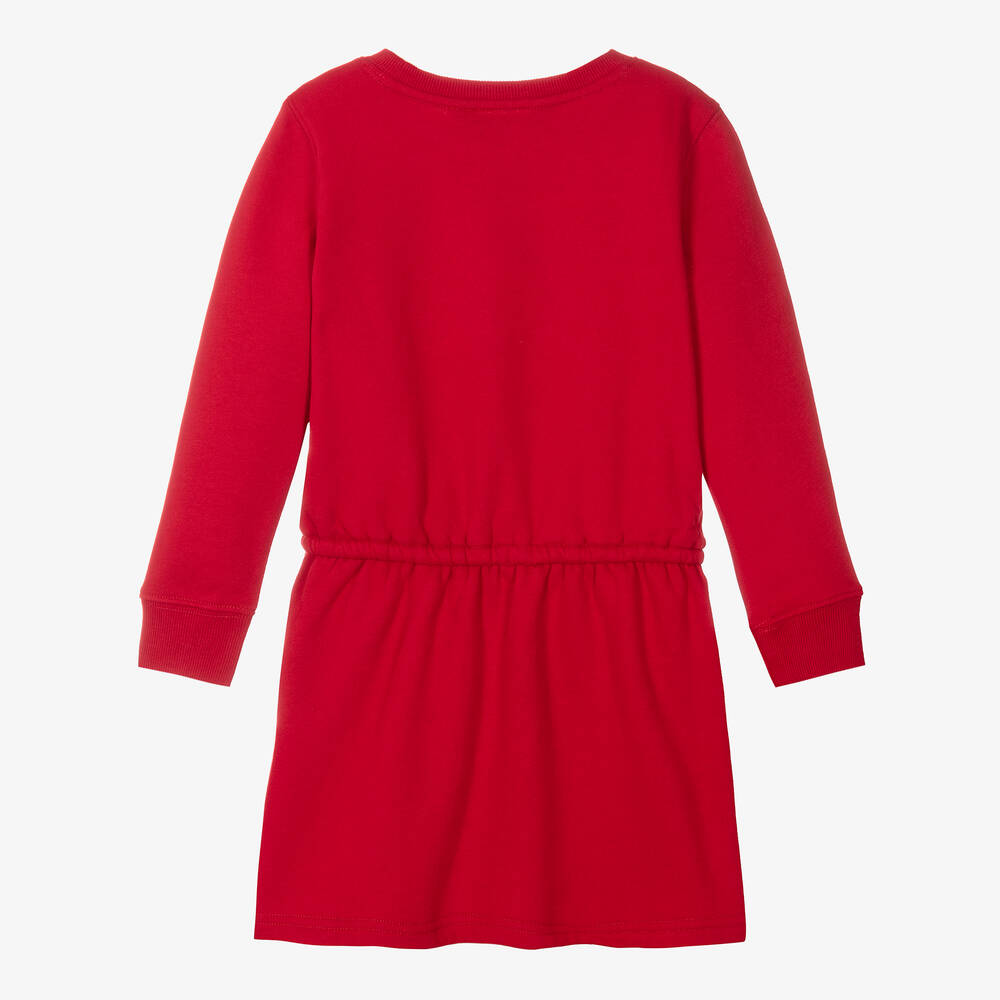 Ralph Lauren-Girls Red Cotton Polo Bear Dress | Childrensalon Outlet