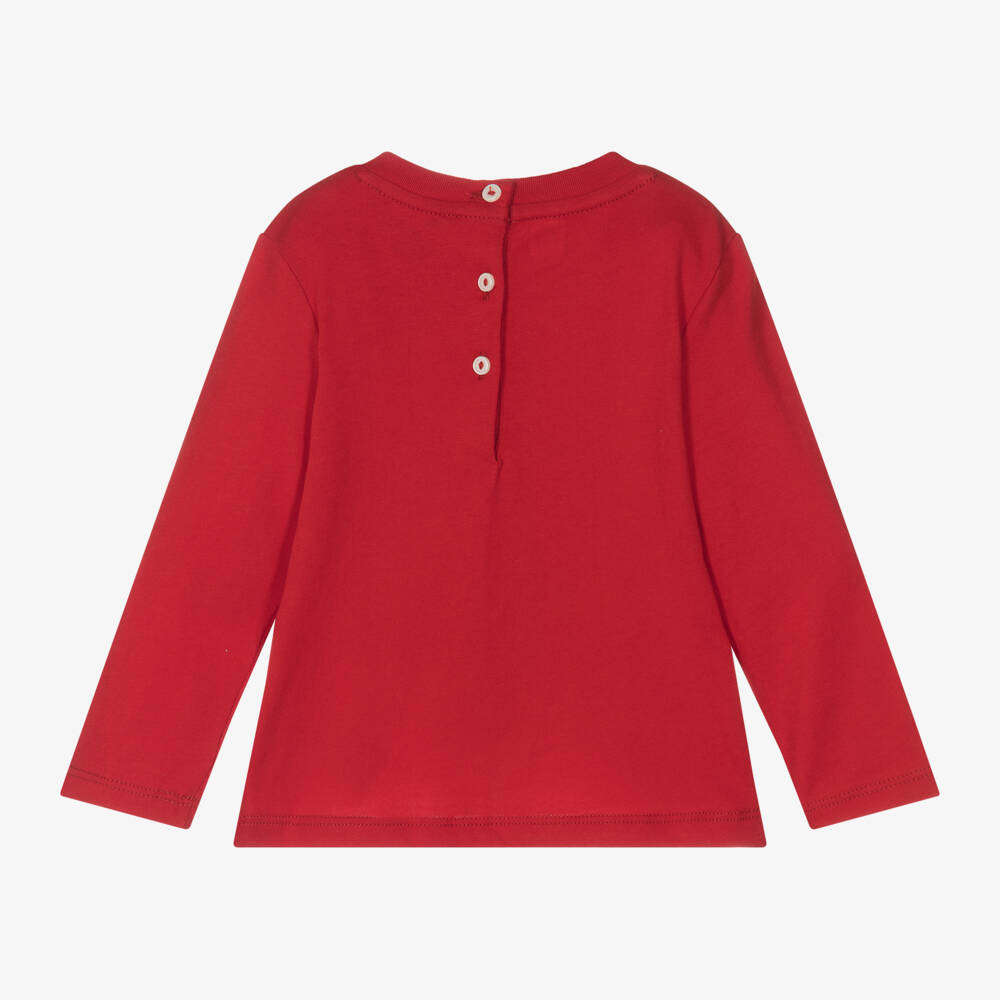 Ralph Lauren-Girls Red Cotton Polo Bear Tee | Childrensalon Outlet