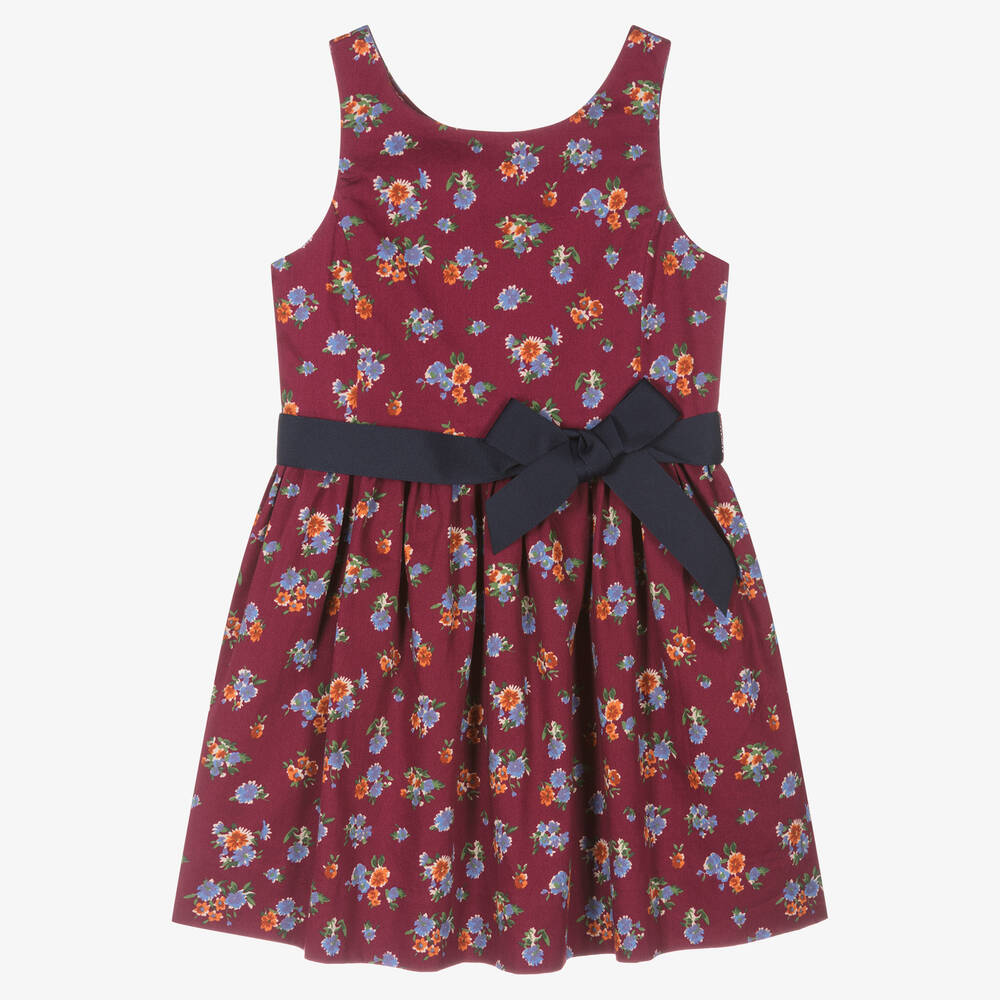 Ralph Lauren - Rotes geblümtes Baumwollkleid | Childrensalon