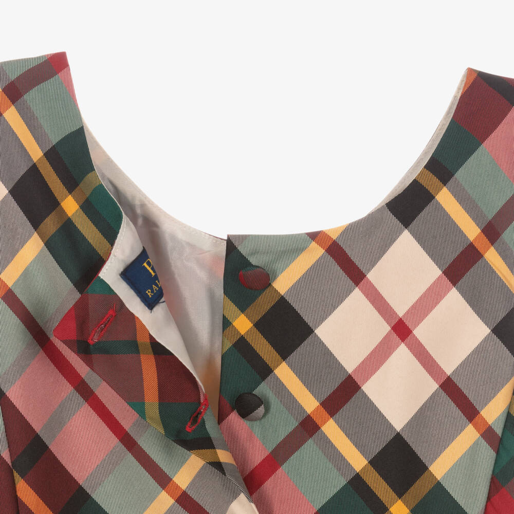 Ralph Lauren-Girls Red & Green Tartan Satin Dress | Childrensalon Outlet