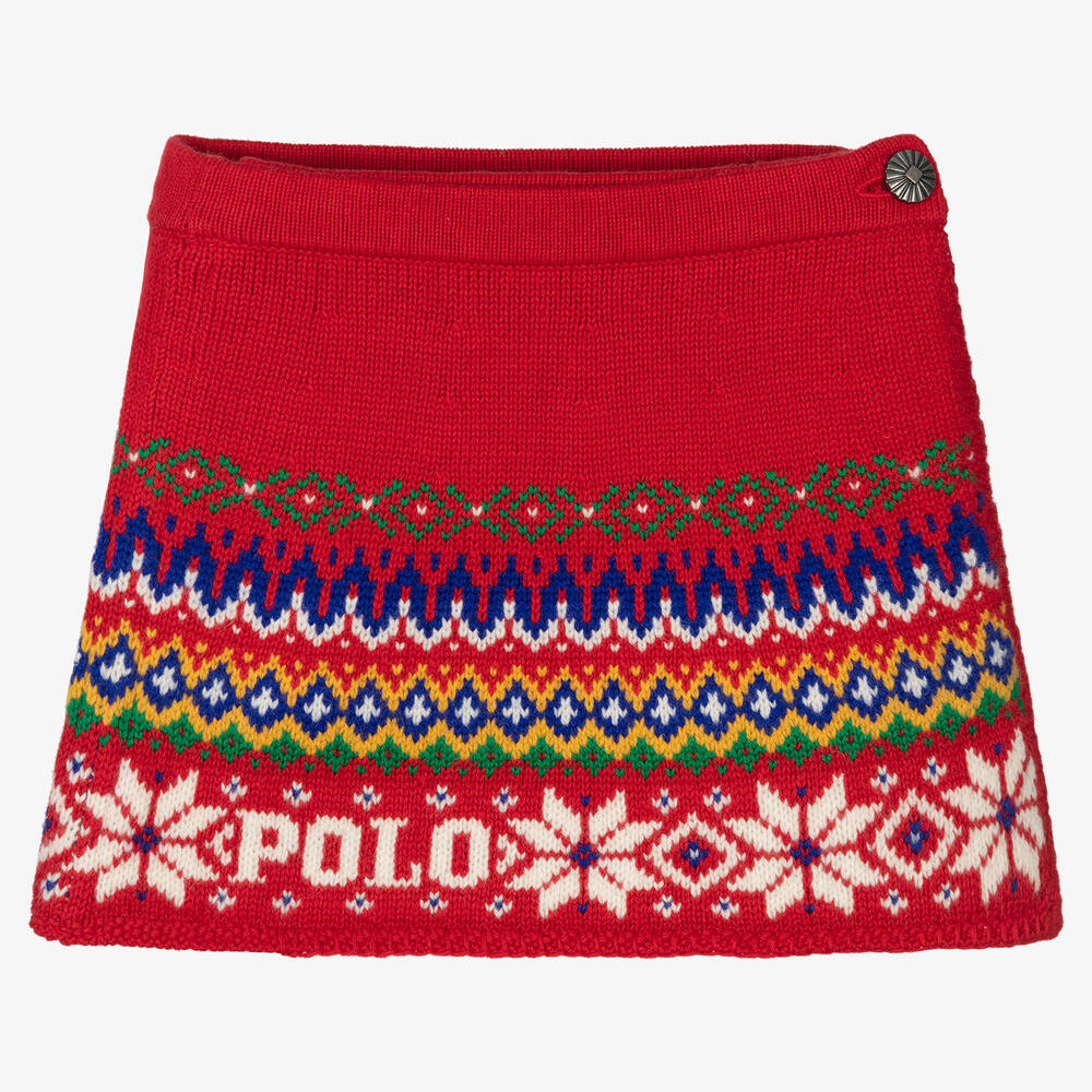 Polo Ralph Lauren Girls Red Knit Festive Skirt Childrensalon Outlet