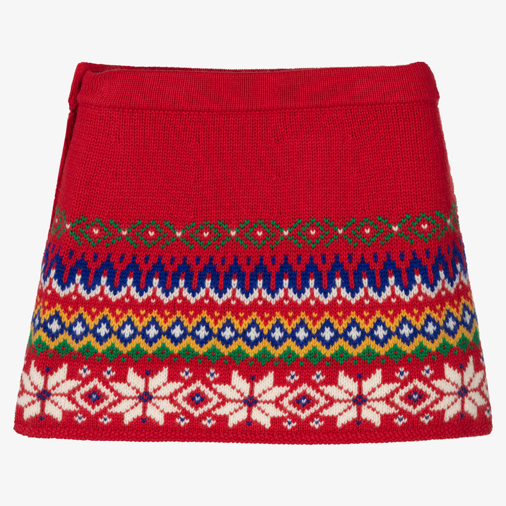 Polo Ralph Lauren Girls Red Knit Festive Skirt