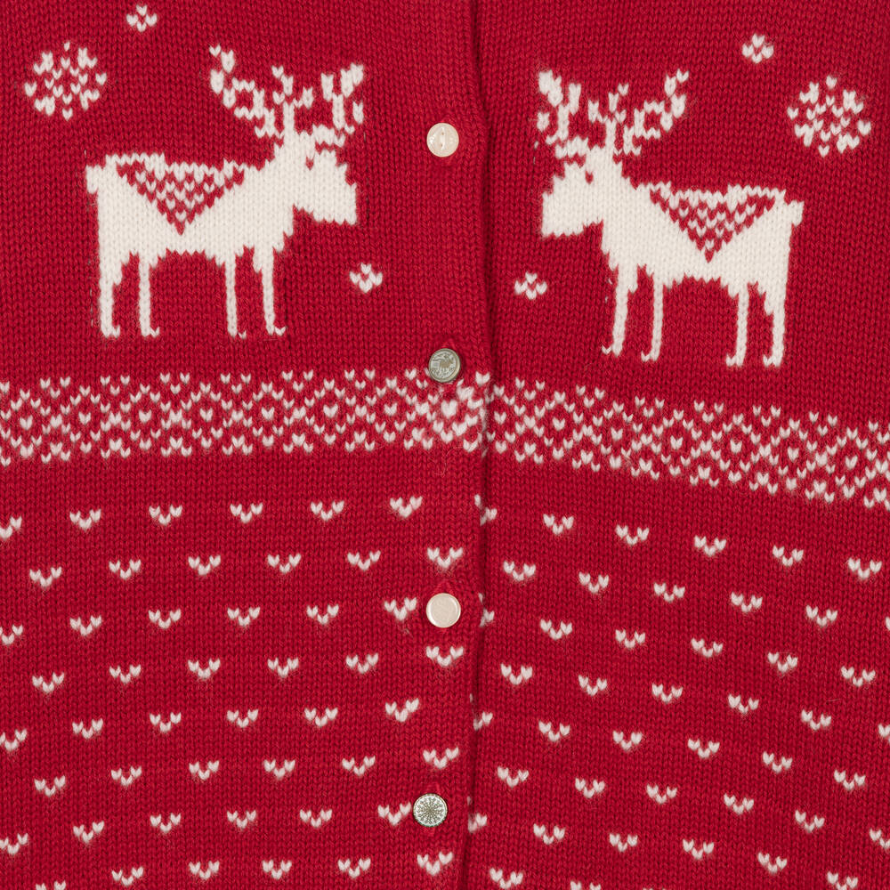 Ralph Lauren-كارديغان قطن وصوف محبوك لون أحمر للبنات | Childrensalon Outlet
