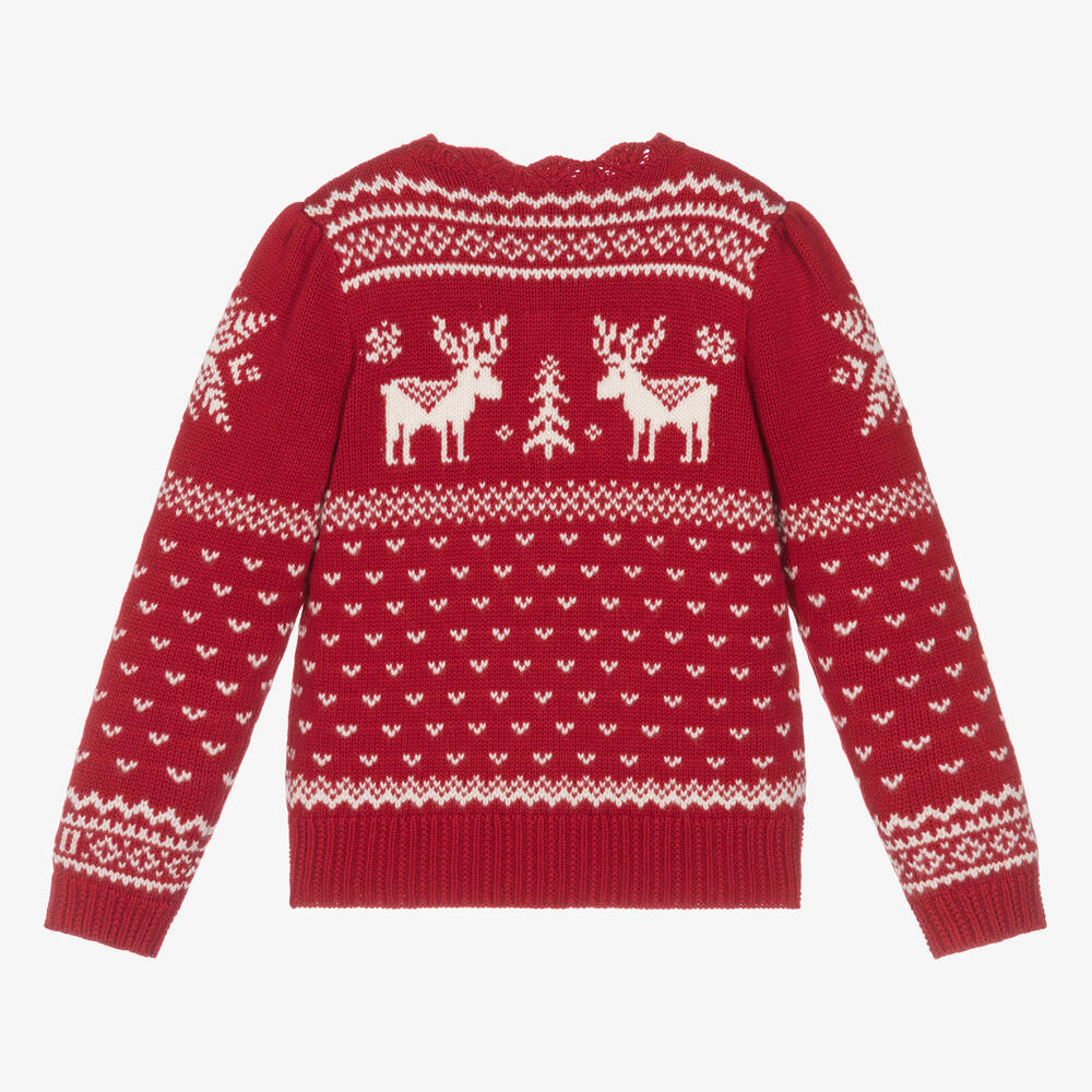 Ralph Lauren-كارديغان قطن وصوف محبوك لون أحمر للبنات | Childrensalon Outlet