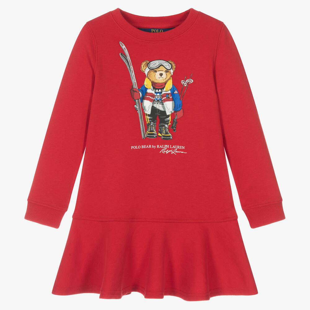 Polo Ralph Lauren - Rotes Ski Bear Kleid für Mädchen | Childrensalon