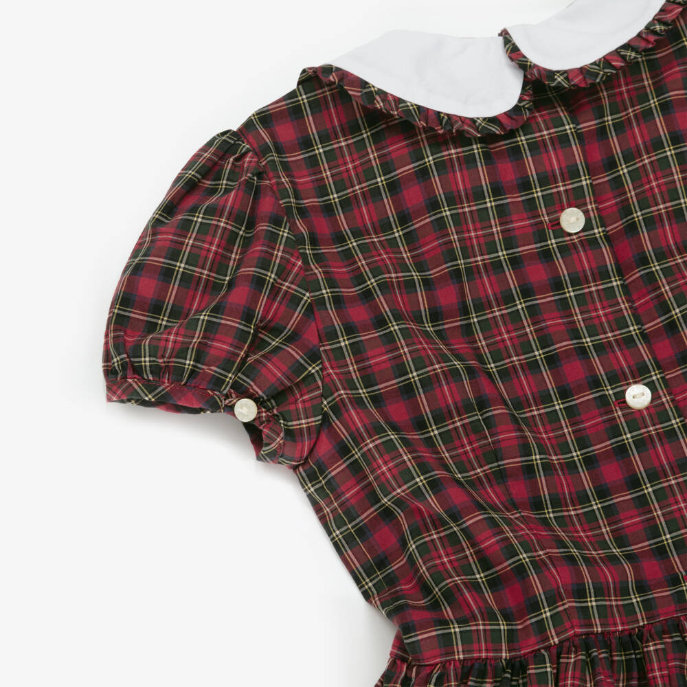 Ralph Lauren-Girls Red Tartan Cotton Dress | Childrensalon Outlet