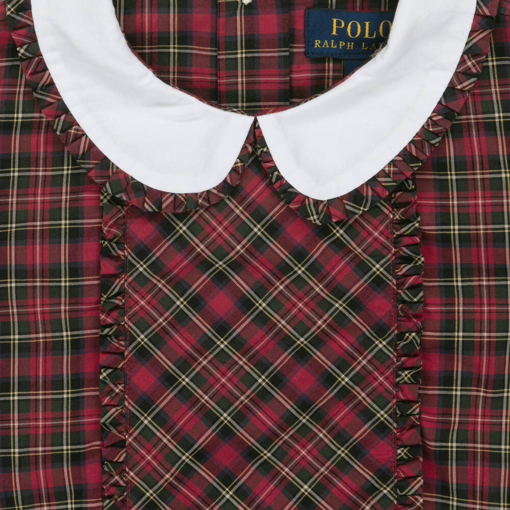 Ralph Lauren-Girls Red Tartan Cotton Dress | Childrensalon Outlet