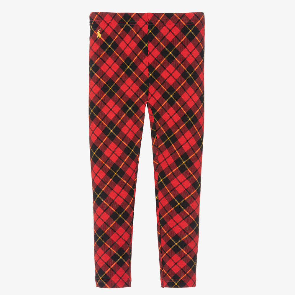 Girls Red Tartan Leggings