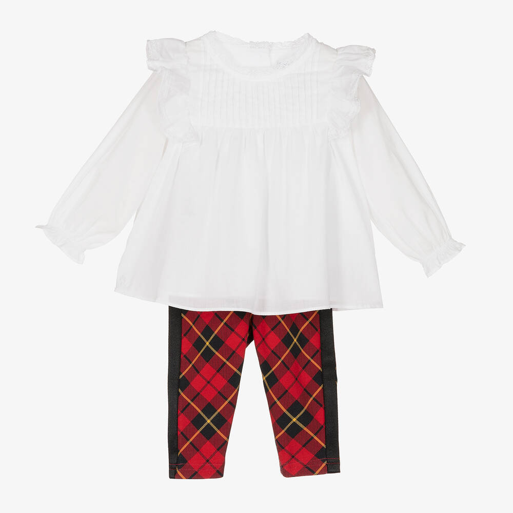 Ralph Lauren - Rotes Leggings-Set mit Schottenkaro | Childrensalon