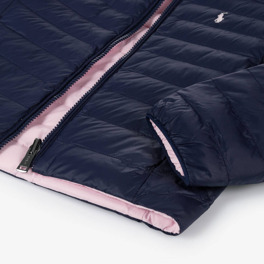 Ralph Lauren-Girls Reversible Blue & Pink Jacket | Childrensalon Outlet