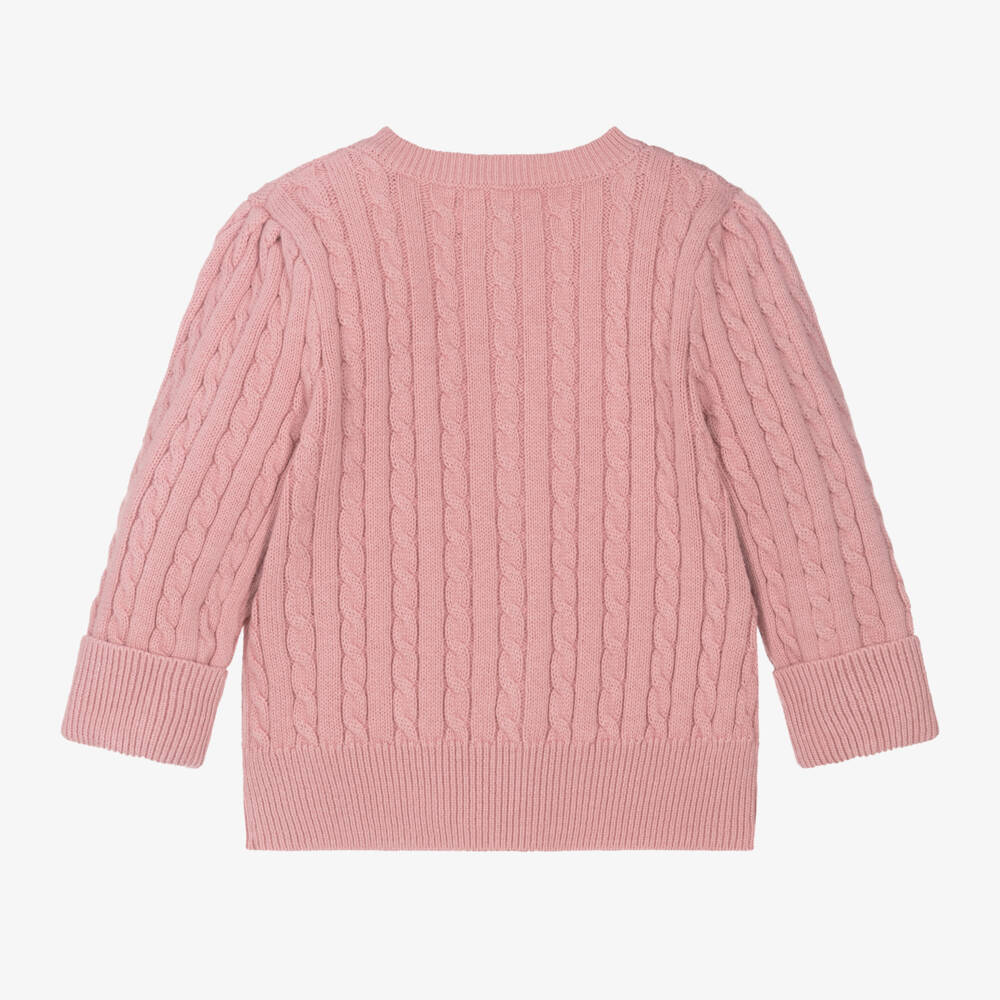 Ralph Lauren-Girls Rose Cable Knit Cardigan | Childrensalon Outlet