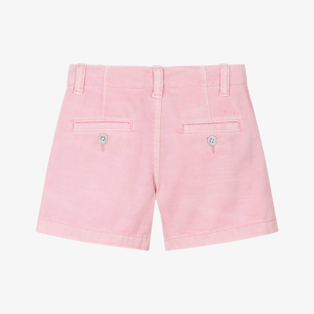 Ralph Lauren-Girls Rosy Cotton Twill Shorts | Childrensalon Outlet
