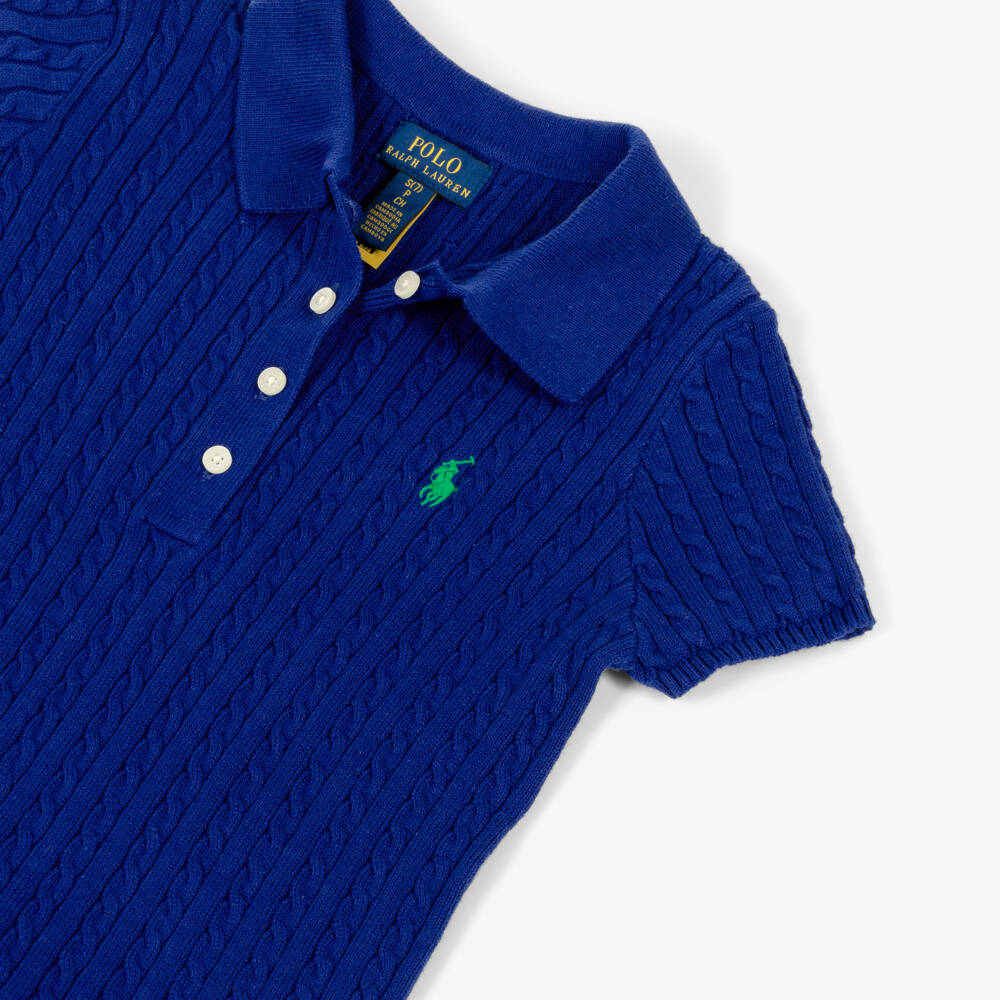 Ralph Lauren-Girls Royal Blue Polo Style Dress with Equestrian Print | Childrensalon Outlet