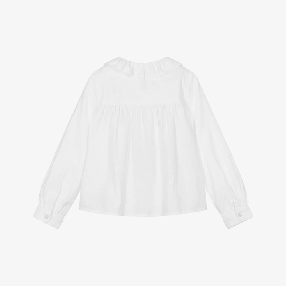 Ralph Lauren-Girls Ruffled Collar Linen Blouse | Childrensalon Outlet