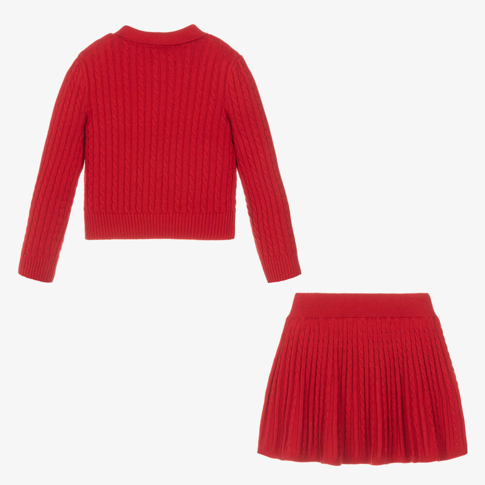 Ralph Lauren-Girls Scarlet Knit Skirt Ensemble | Childrensalon Outlet