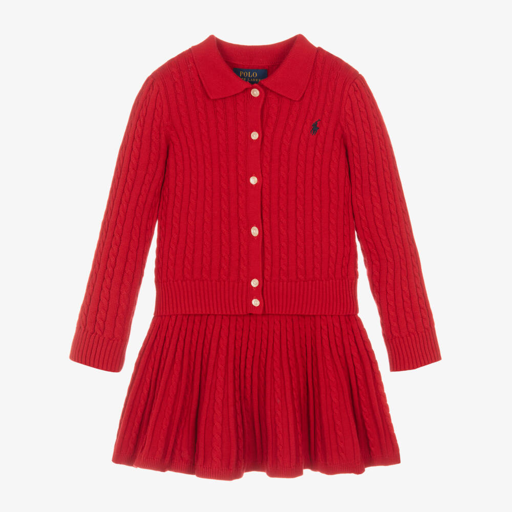 Ralph Lauren-Girls Scarlet Knit Skirt Ensemble | Childrensalon Outlet