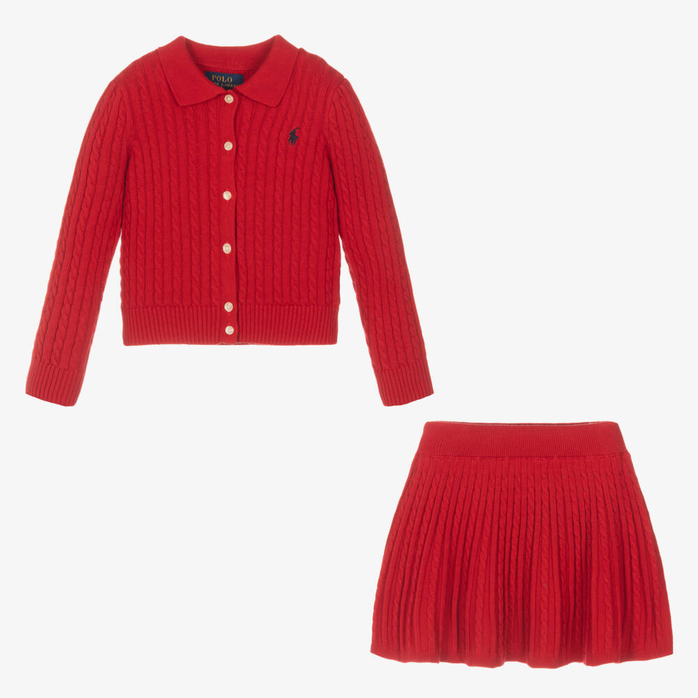 Ralph Lauren-Girls Scarlet Knit Skirt Ensemble | Childrensalon Outlet