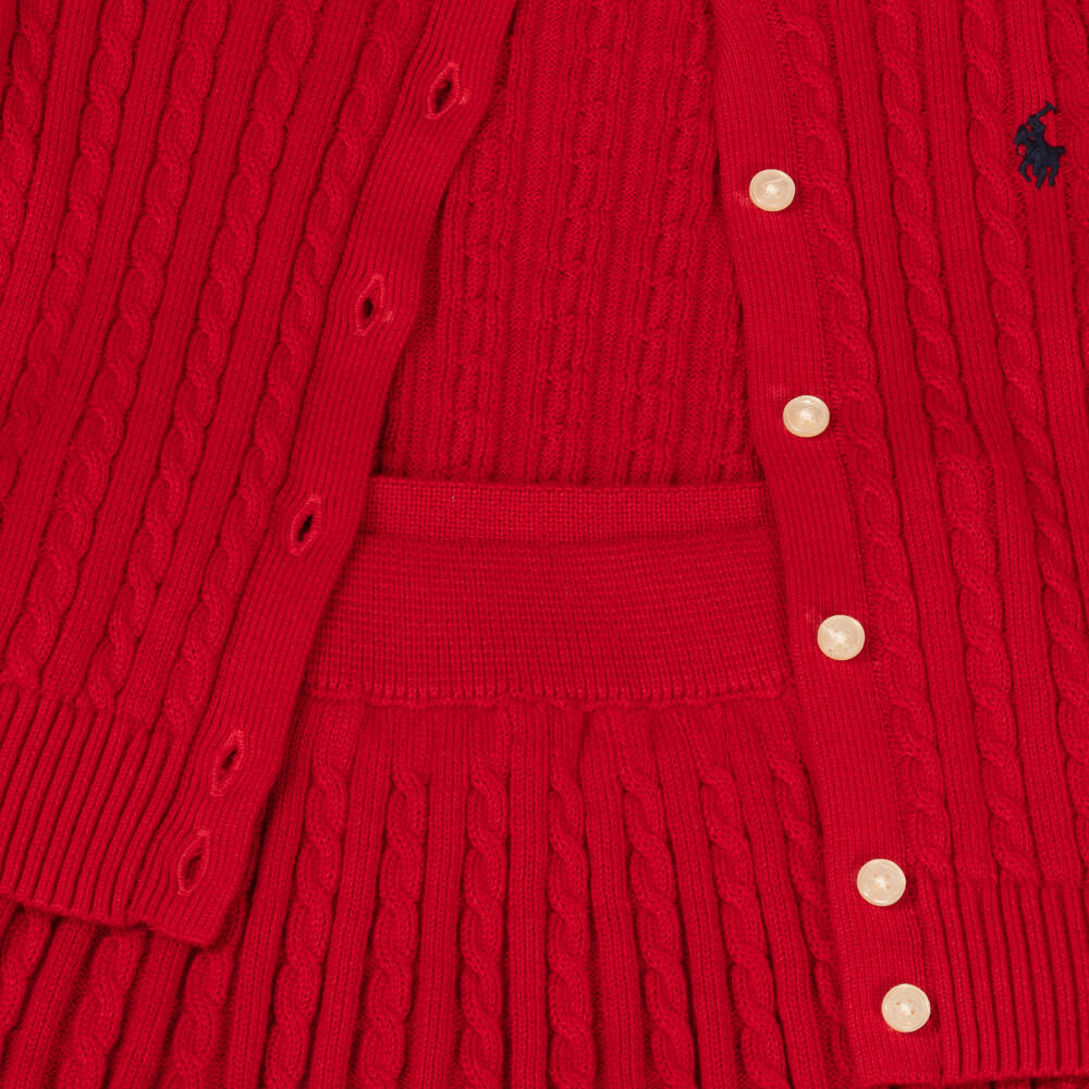 Ralph Lauren-Girls Scarlet Knit Skirt Ensemble | Childrensalon Outlet