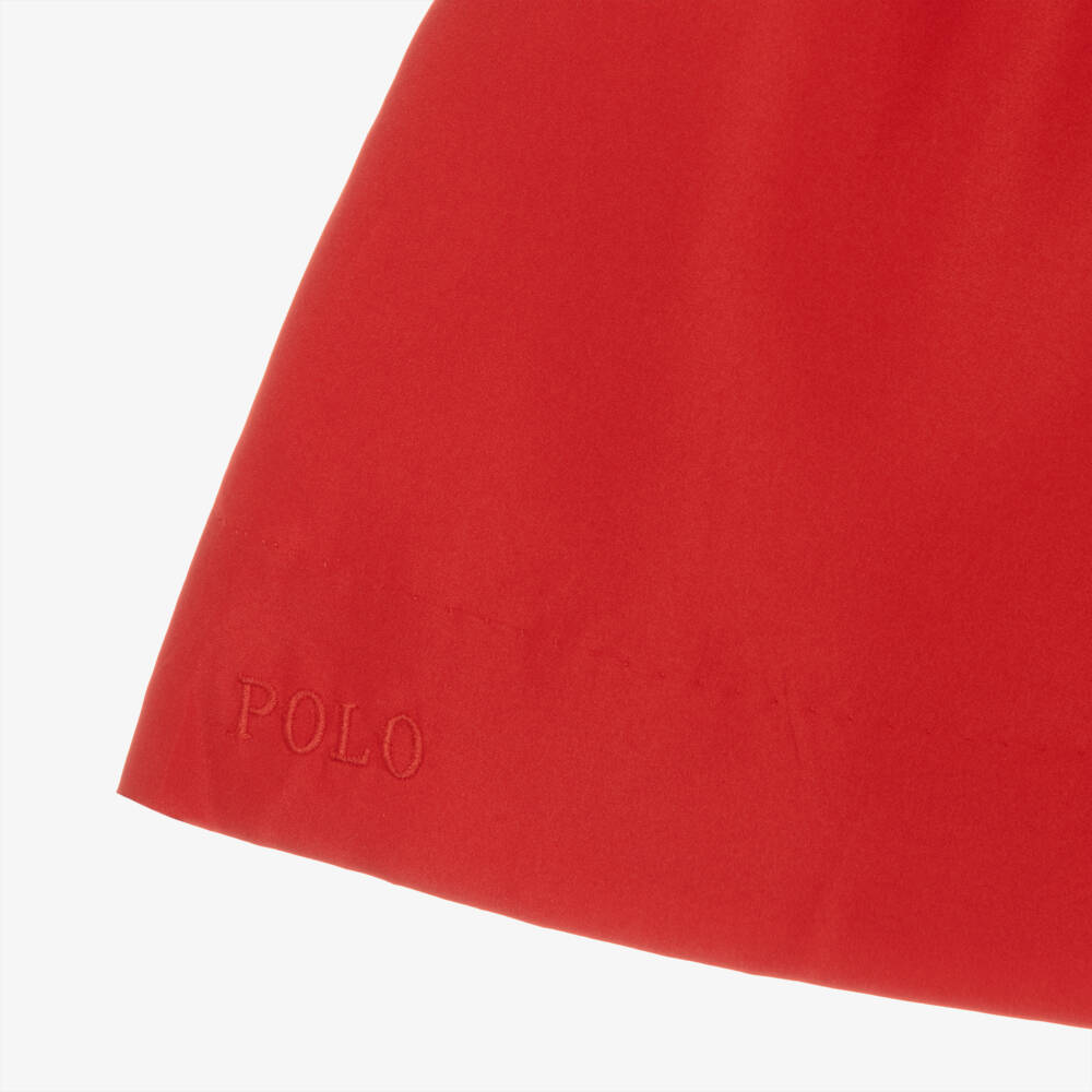 Ralph Lauren-Girls Scarlet Puff Sleeve Dress | Childrensalon Outlet
