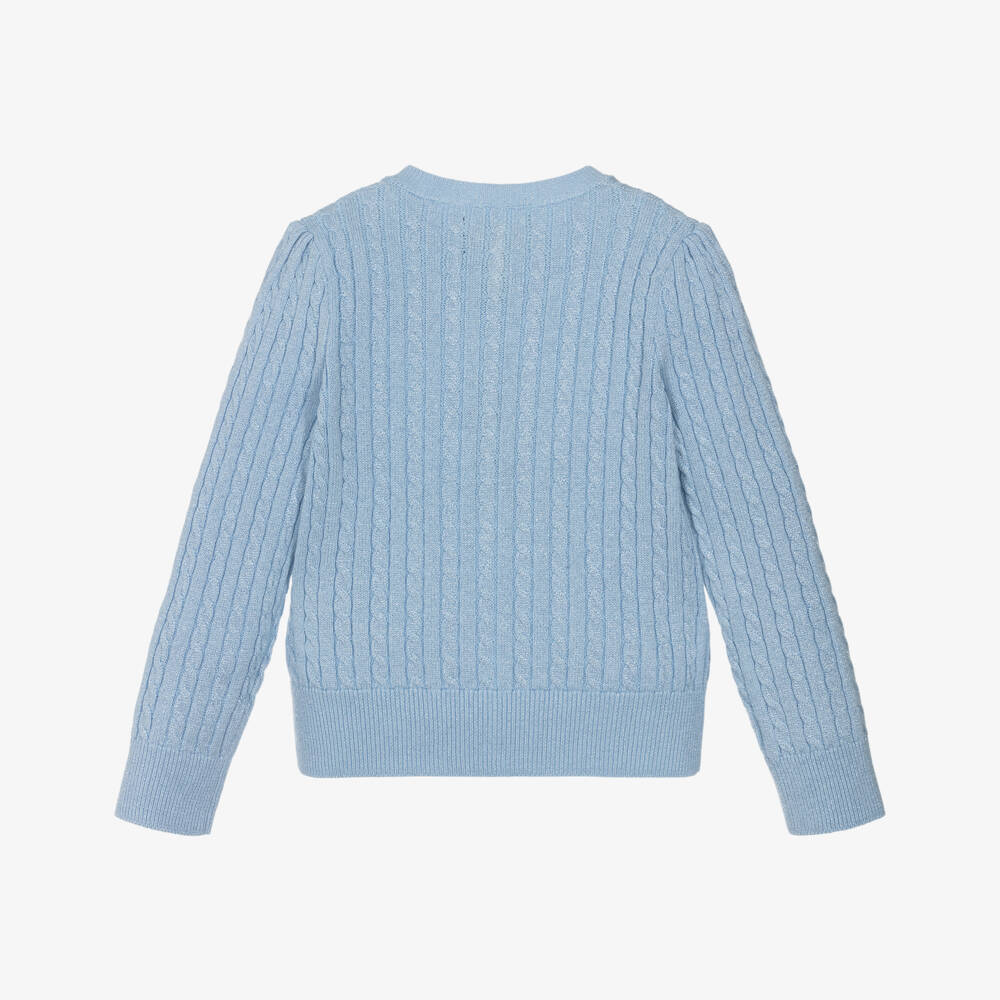 Ralph Lauren-Girls Shimmering Blue Knit Sweater | Childrensalon Outlet