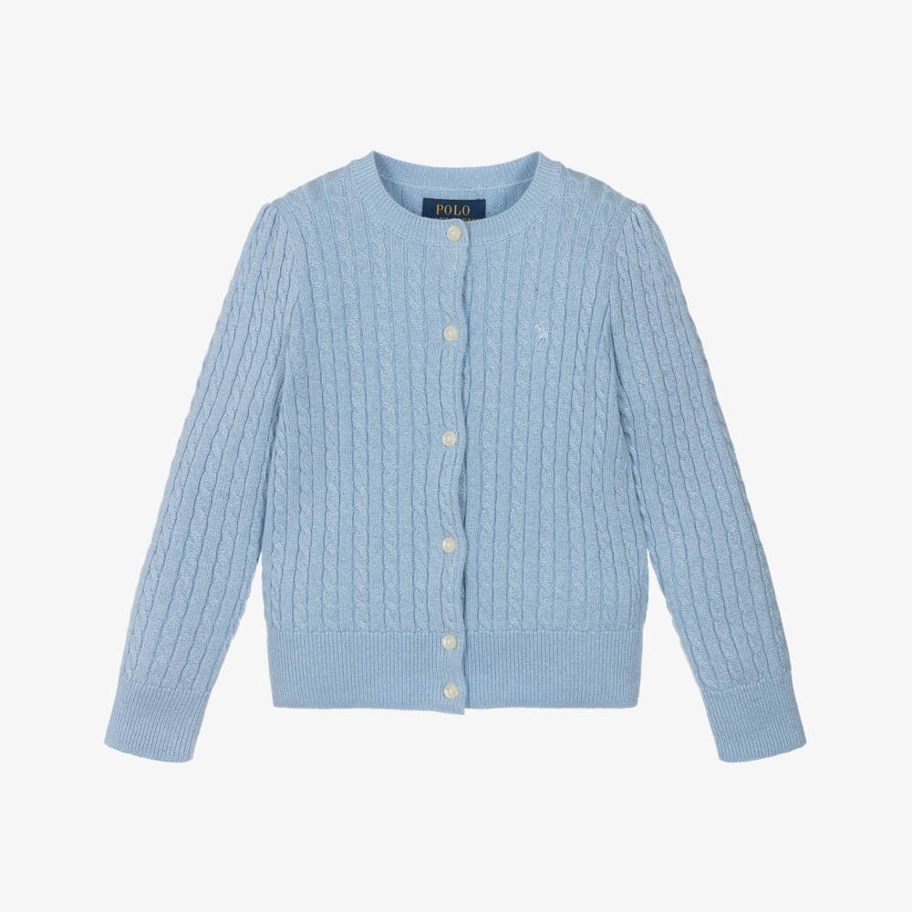 Ralph Lauren-Girls Shimmering Blue Knit Sweater | Childrensalon Outlet